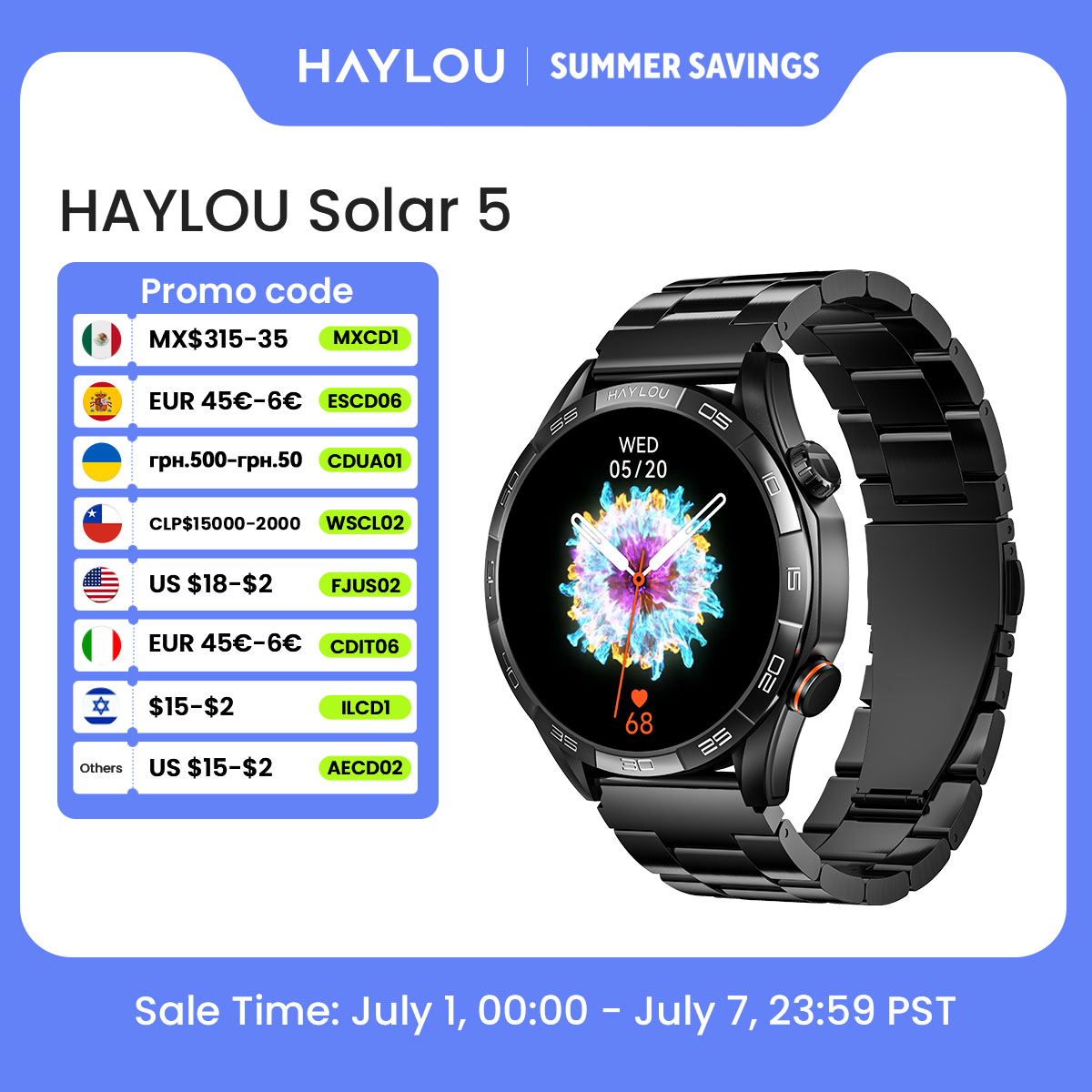 Smartwatch Face - HAYLOU Solar 5 Voice Calling Smartwatch