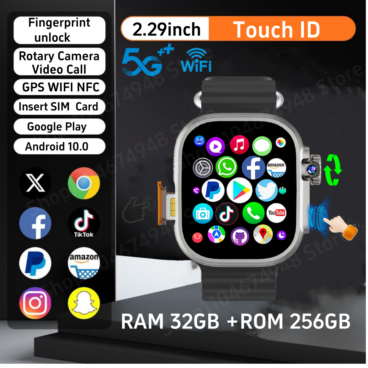 Smartwatch Instagram - DW100 Pro Android Smartwatch Fingerprint Unlock