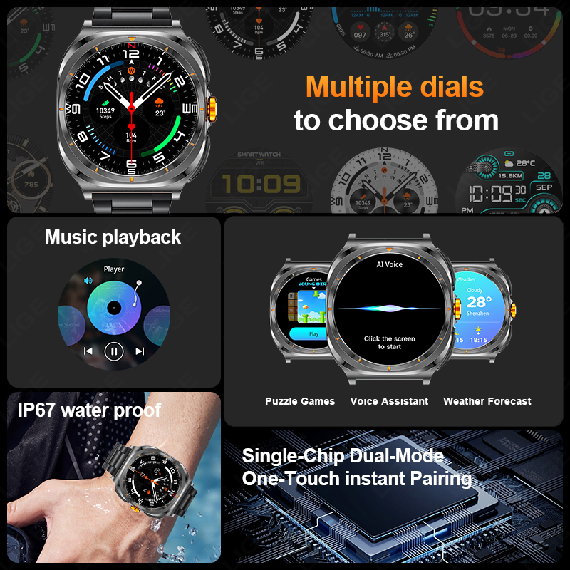 LIGE 2025 Watch Wireless Earph – обзор и цена Smartwatch Headset