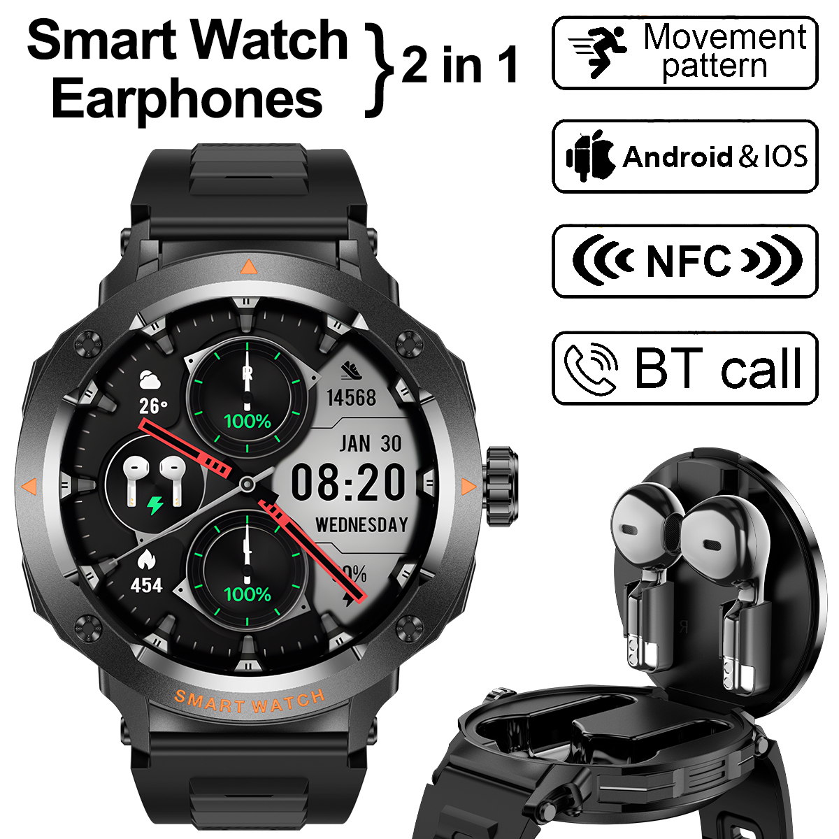 NFC Smart Watch Wireless Earph – обзор и цена Smartwatch Headset