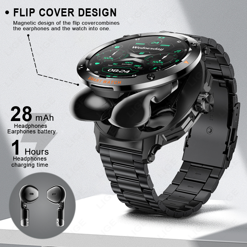 LIGE Men Earphone Smart Watch  – обзор и цена Smartwatch Headset