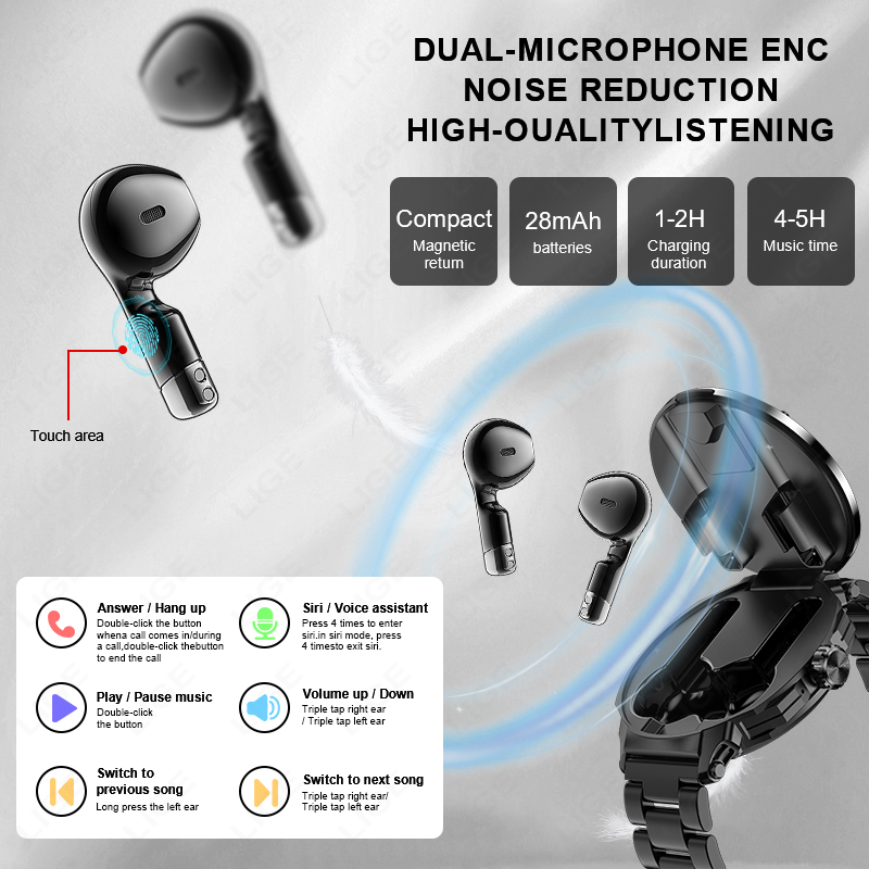 LIGE Men Earphone Smart Watch  – обзор и цена Smartwatch Headset