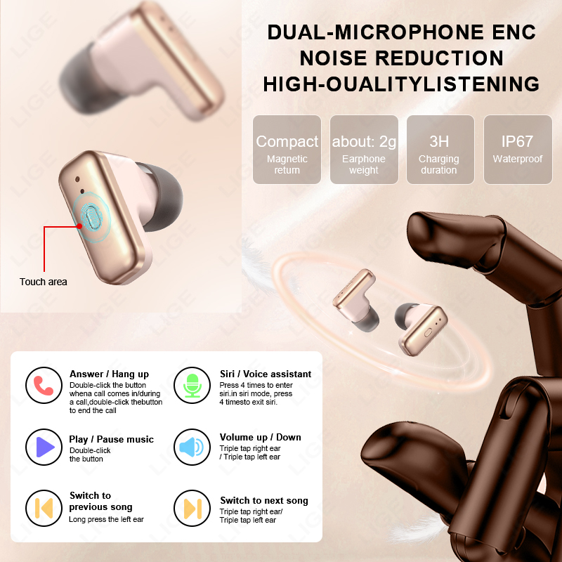 LIGE 2 In 1 TWS Headset Smart  – обзор и цена Smartwatch Headset