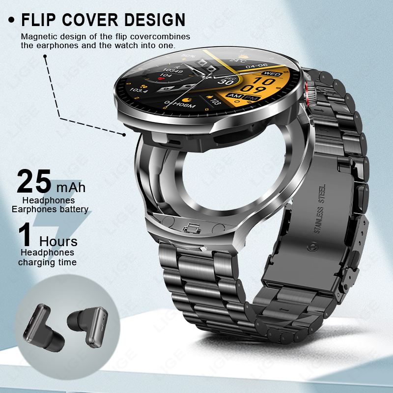 LIGE TWS 2 In 1 Headset Smart  – обзор и цена Smartwatch Headset