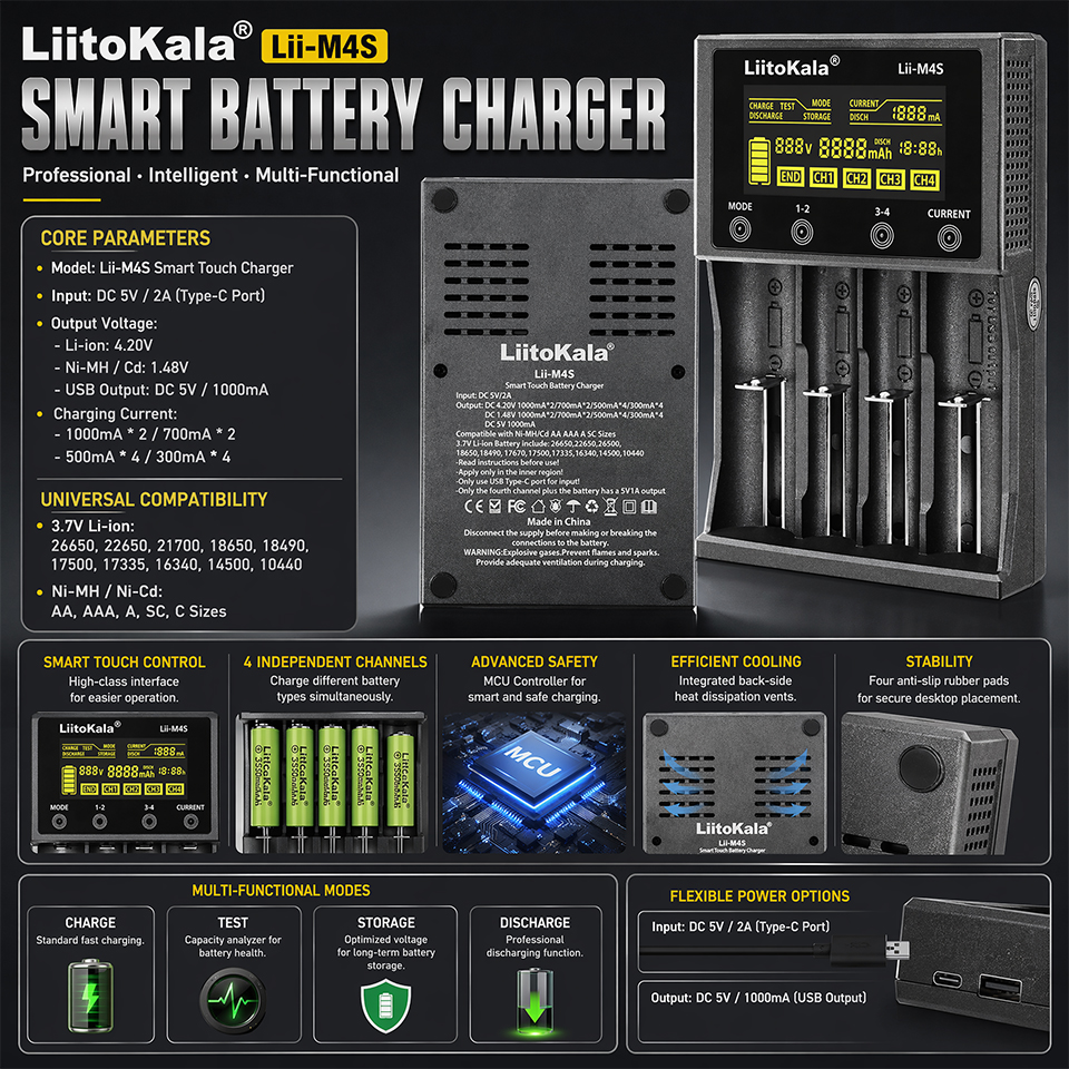 Lii-M4S Smart Touch 4-Slot Bat – обзор и цена Smart Accessories
