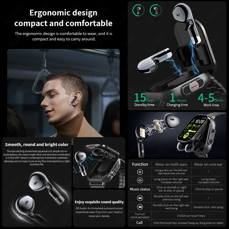 NFC Smart Watch TWS 2-in-1 Hea – обзор и цена Smartwatch Headset